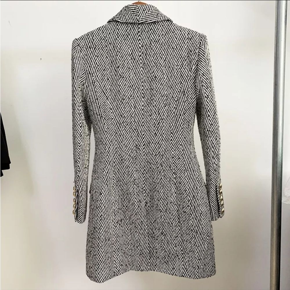 Double breasted striped wool coat - Picture 2 of 10